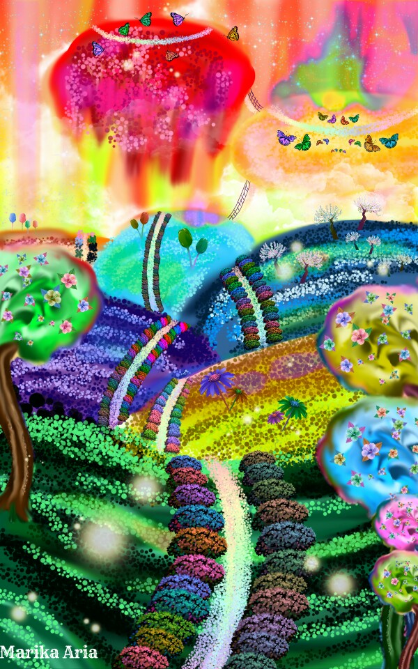 I imagine #sketchworld as a place where all OCs and creations of every user coexist #stickers#MarikaAria#fantasy#landscape#MAbg #MAft