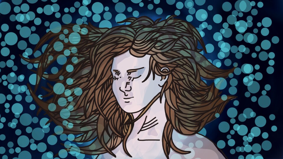 Снова попыталась закончить, но что-то мне не нравиться… =_= (#girl #wip #finished #blue #water #bubble )