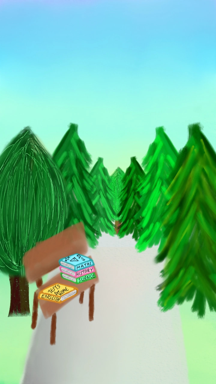 #fusionchallenge #fridayswithsketch an impossible combination: a trip in the forest and some books with homework. Does anyone want to study? ..... OMG I can't believe I am featured, thanks you so much sonysketch💞