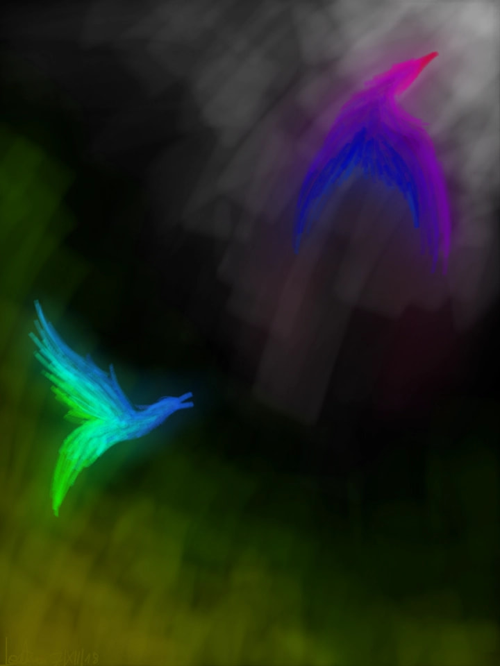 Except two birds what else can you see? How do you interpret it? #manycolors #fridayswithsketch #Bird #colour Just look at this a bit longer and think