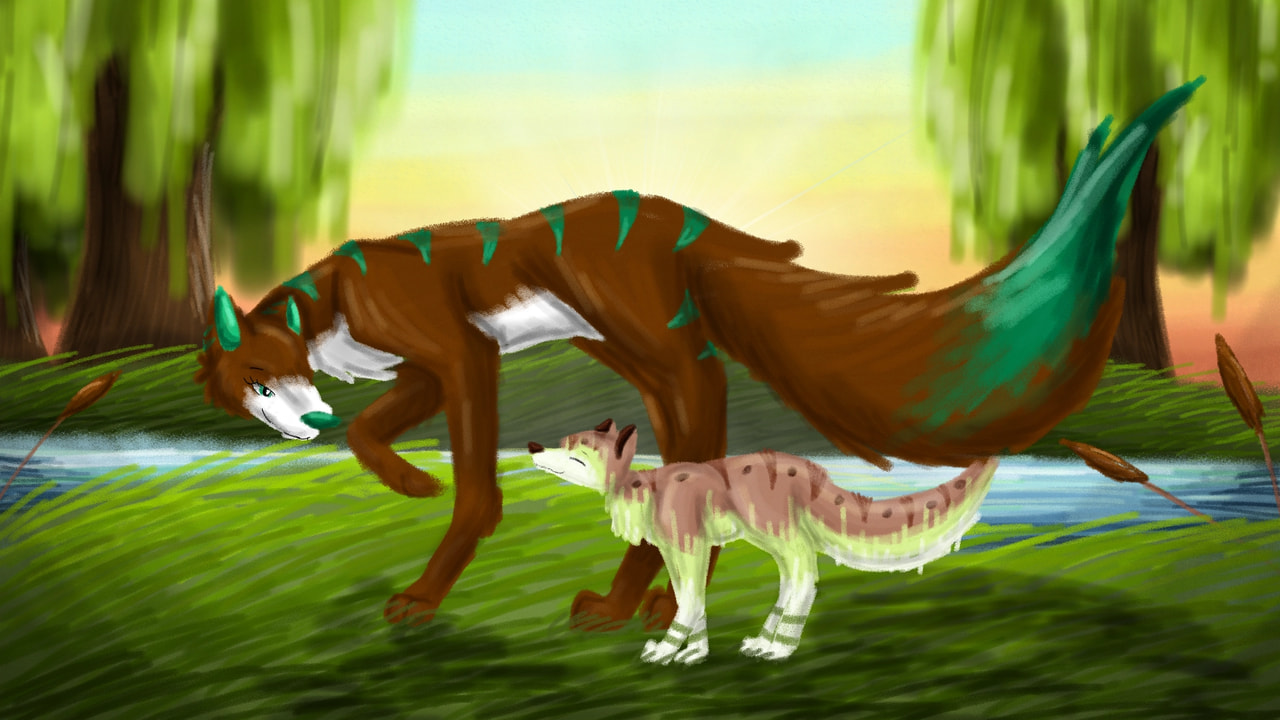 Mother and son ^^ Hope you like it! ‪@OpalNoDontDoThat‬ (Took 3 hours) #wolf #landscape #sunset
