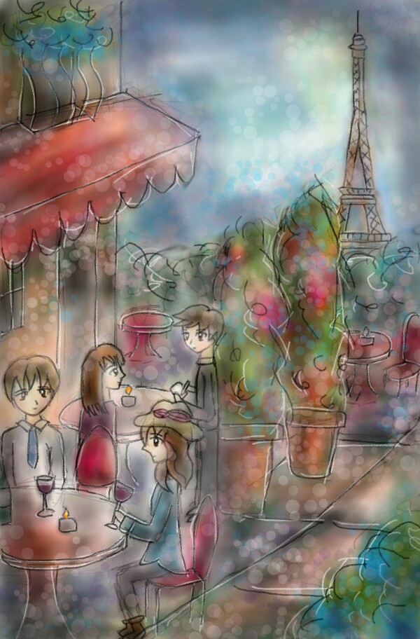 A Parisian Restaurant- Wow guys. This was actually a request I received and decided to draw for my 400+ follower special, but the support has been so overwhelming that I got 500+ followers before finishing 😅.  Thank you all so much! ❤