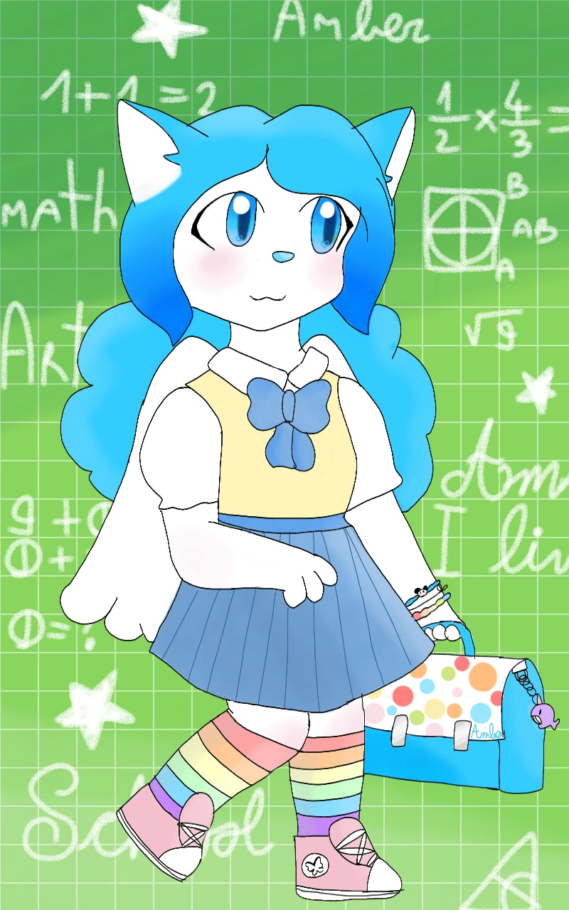 I love Art! #math #art #BackToSchool  #school #SchoolGirl  #blackboard  #amber #catgirl #kawaii #schooluniform #thankyou #sonysketch
