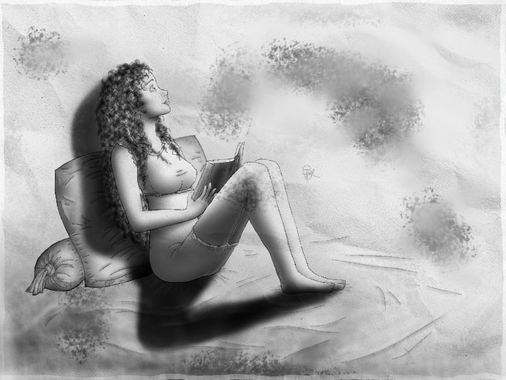 I finally managed to draw sth although the school is so hard! #onecolor #fridayswithsketch #black #girl #reading #pillow #paper #charcoal