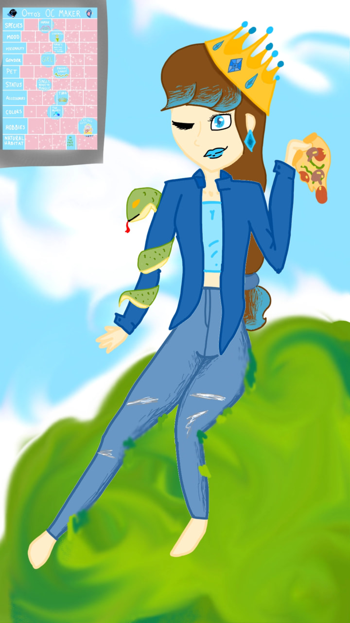 #ottoOCmaker ‪@sonysketch‬ #fridayswithsketch- She is Xandra! She is very cheerful and has lots of friends!! She is also very romantic! She has a pet snake named mr.green! She loves eating pizza alone in her tree! 🍕ask-export