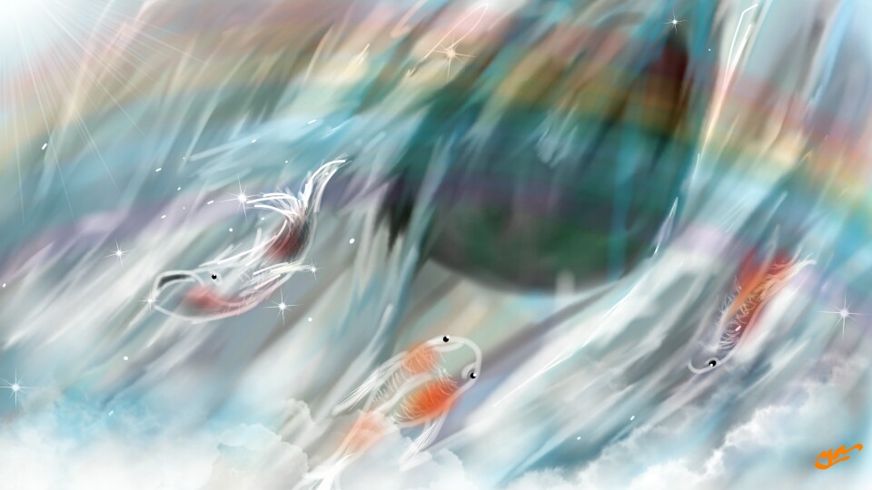 koi fish playing with a rainbow #yoe #dailydecember #smudgetoolchallenge #myfavanimal