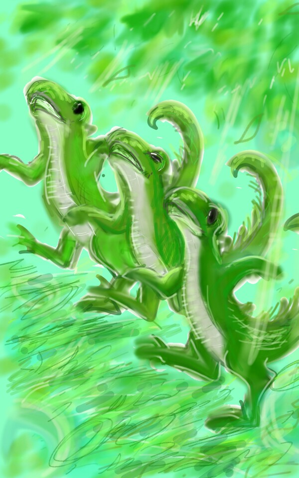 Day 17 of #dailydecember  #greenchallenge 💚 #sketchteam  トカゲ徒競走😂😂😂