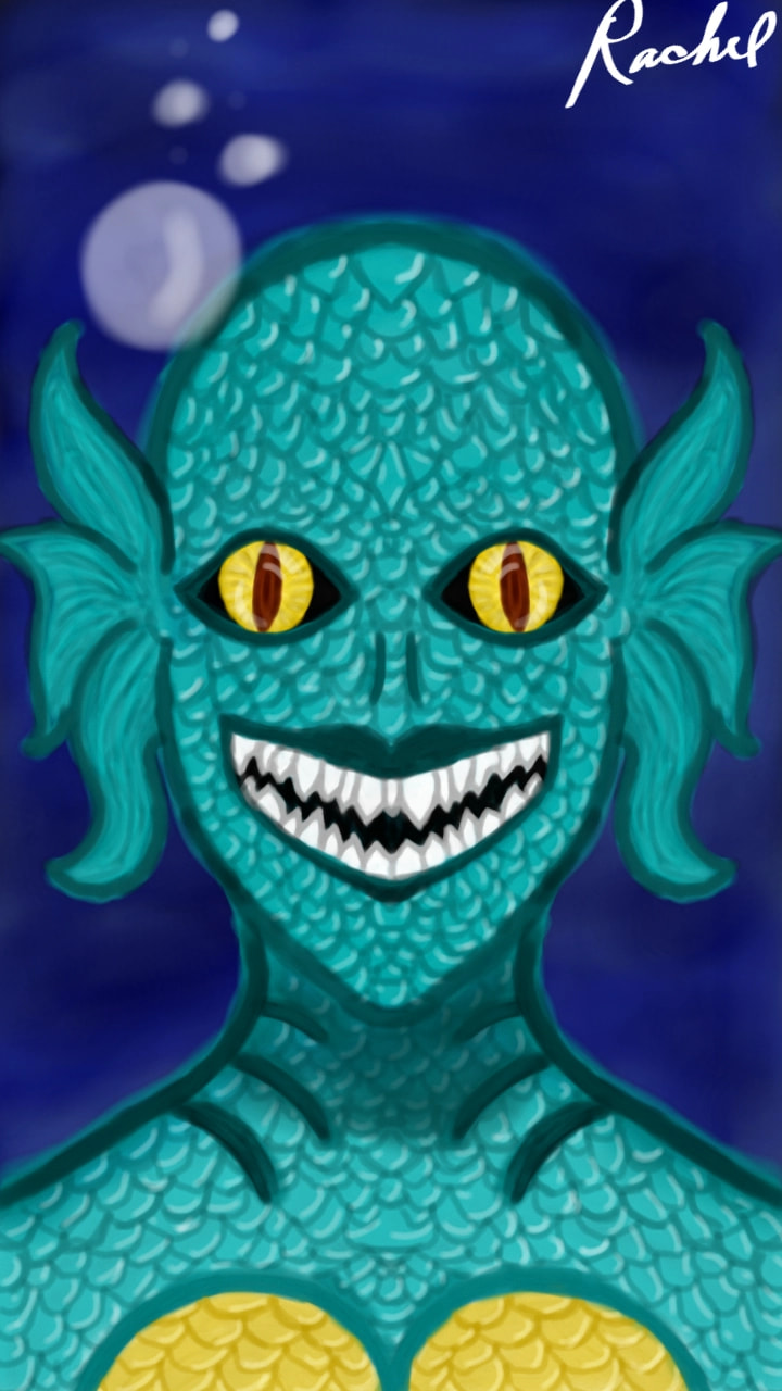 I can't draw humans, so I drew a sea monster 😂 #portraitchallenge #fridayswithsketch #sketch #sonysketch #Monster #SeaMonster #scary #idk
