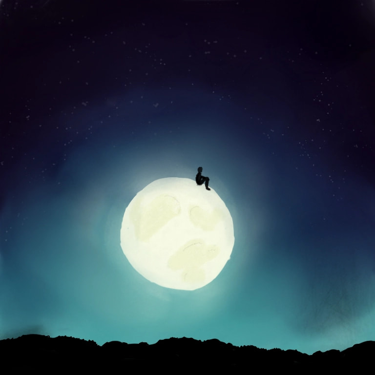 Was the moon a gift? Or the ability to go to the moon? #gift #inktober #Inktober2018 #sky #moon #silhouette