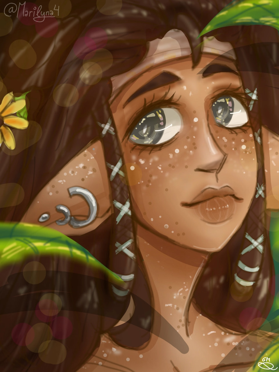 ~Deer girl~ drawing this kind of things cheer me up #betterday #100PercentSketch #green #Nature #fantasy #girl #fridayswithsketch #sonysketch #sketch #leaf #deer #Animal #lips