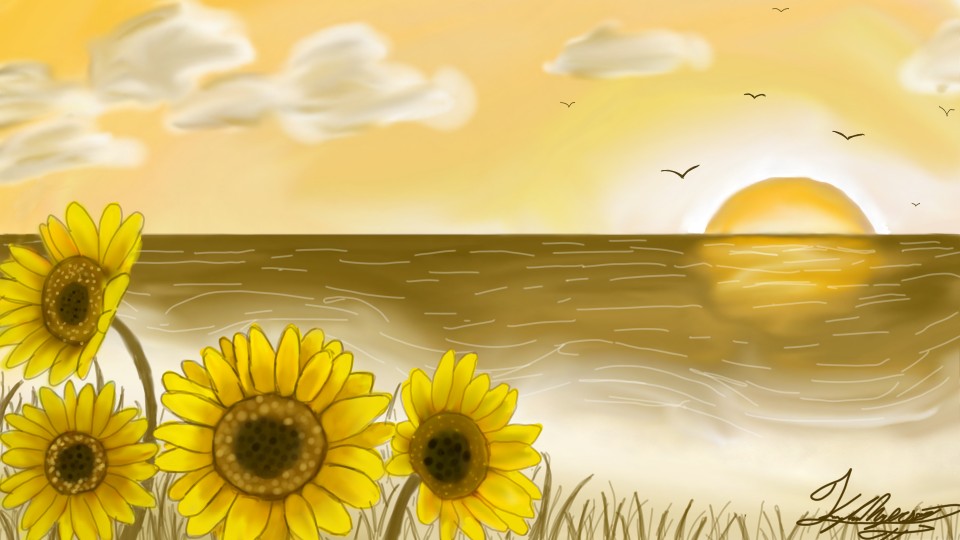 I've been staring at the edge of the water.. ‪~#sonysketch #sketch #yellow #yellowchallenge #colorweek #water #Sun #cute #Flower #art #eye #girl #love #kawaii #Nature