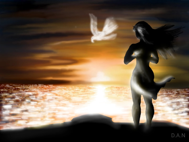 Sunset at the magic Lake ‪@sonysketch‬ #fridayswithsketch #landscapechallenge #digitalpainting #sketch #doodle #sunset #landscape #imagination