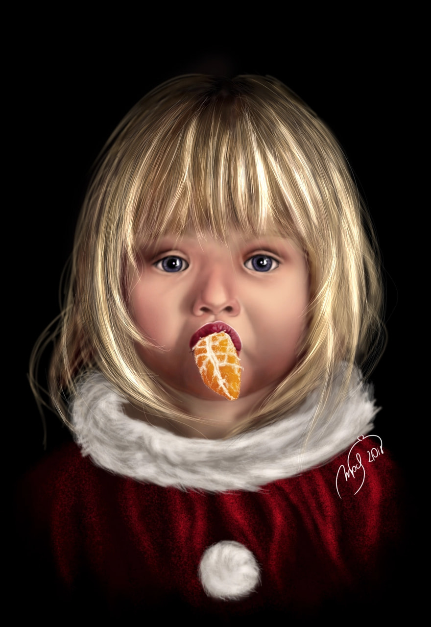 Is she a winter creature? NO! SHE'S AN ORANGE MONSTER! She'll eat all of your fruits at Christmas! 😂🎄🍊🍊🍊👾🤭 #sonysketch #fridayswithsketch #wintercreature <exercising my hand>
