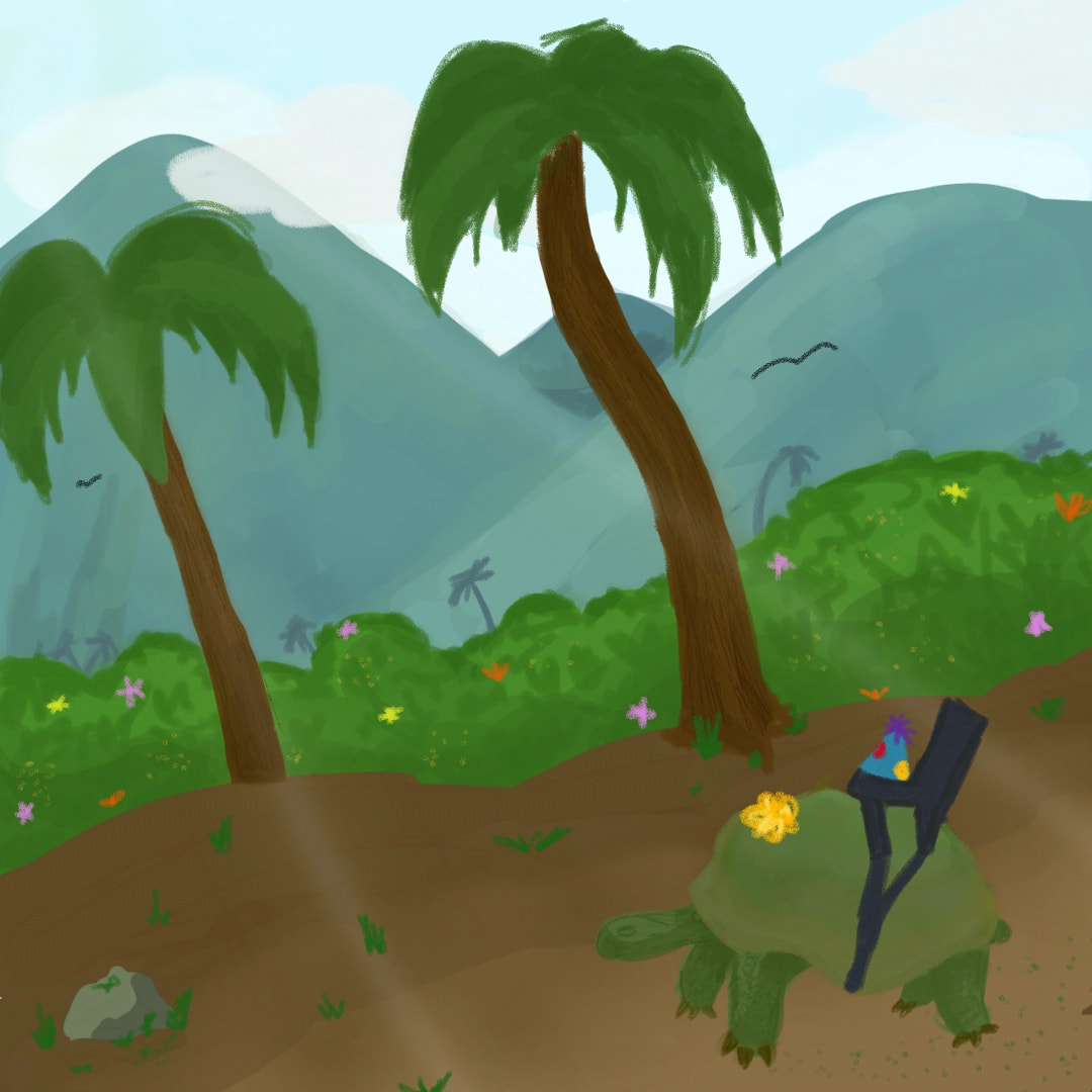 #ottosbirthday I got Otto a trip to paradise! And a giant tortoise to ride ( I thought about his safety too, so i included a harness :P) #100PercentSketch  ‪@sonysketch‬