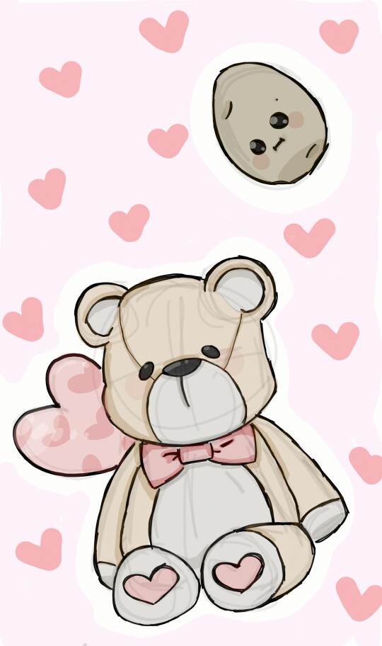 A teddy bear and a kawaii potato..