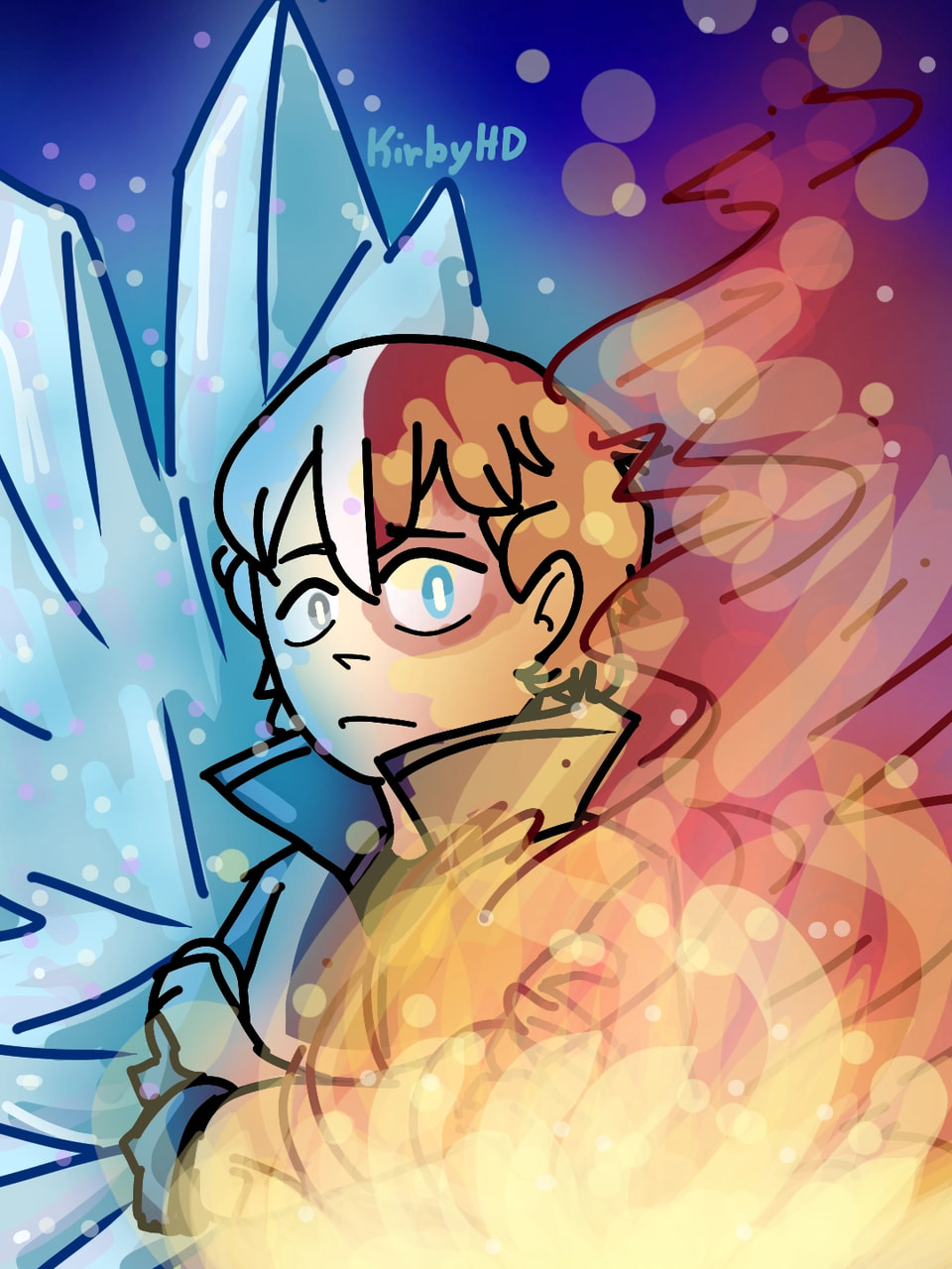 #hotorcold #fridayswithsketch yall ready know this was bound to be drawn (this has been another episode of I cant draw without medibang) Edit: o heck thanks for the feature I'll try a redraw of this to make it better #MyHeroAcademia #TodorokiShouto