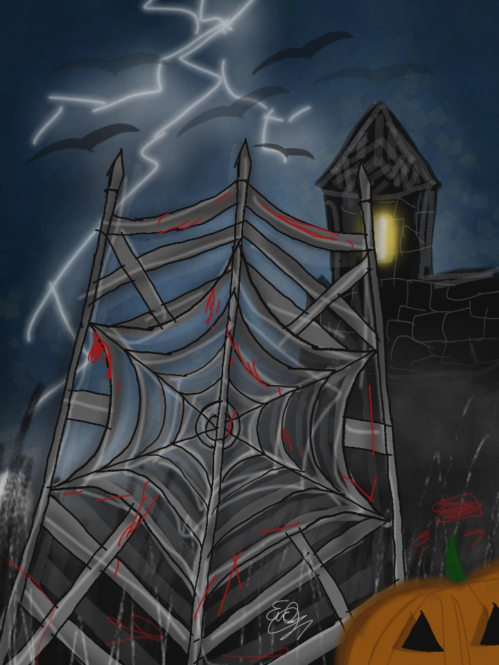 The haunted castle is #guarded by strong iron bars! Are you brave enough to open them? 👻💀 #inktober2018 #inktober #gates #castle #halloween #spooky #haunted