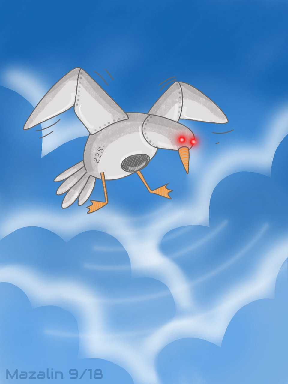 The new behaviour police units for seaside cities are very unnoticeable. Unless you ignore their commands  and keep walking on the grass in which case they will hit you with an instant smelly notice. #myrobot #fridayswithsketch #seagull