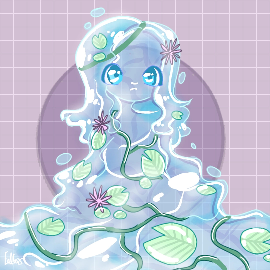 Fusion of a human and a pond :3 #fusionchallenge #fridayswithsketch #100PercentSketch #madeinsketch #girl #oc #cute #character #water #nature #czech #doodle