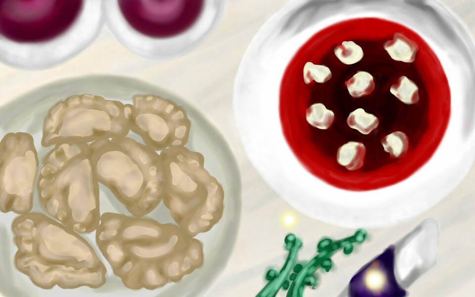 Day 16 #holidayfood  #dailydecember My favourite dishes for Christmas Eve are: pierogi(dumplings), barszcz czerwony z uszkami (red borsch with small dumplings) and kompot (compote) to drink #food#realistic#stickers#marikaaria based on photos #MAft#mareal