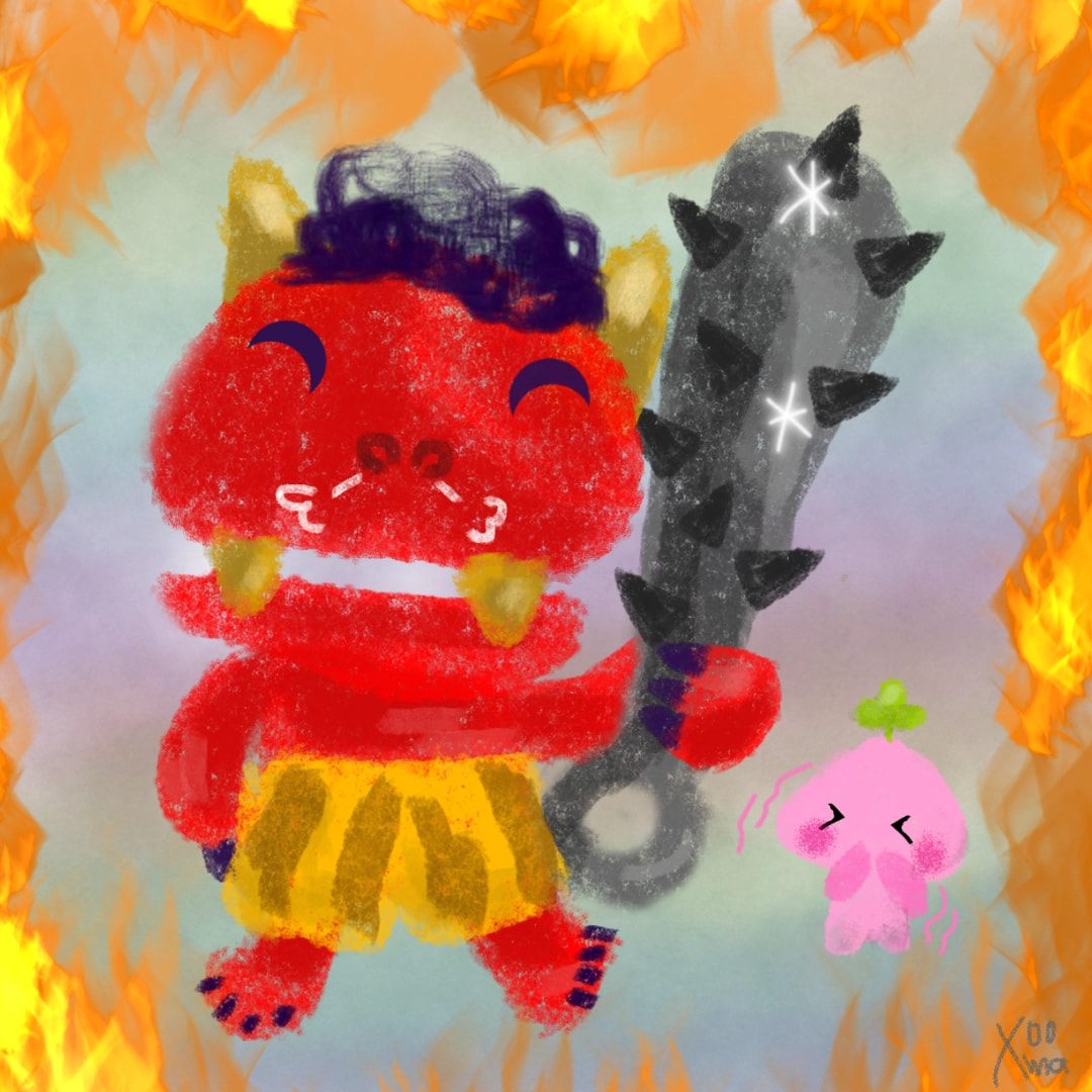 『鬼に金棒』#MotherLanguageDay #japan #fridayswithsketch #ピンキー 幼稚園児レベル😝
