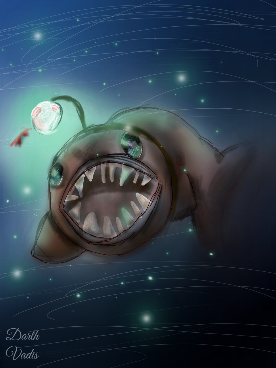 I think we alredy have a diffrent world here on earth. Like this anglerfish. (Hope it was rigth) We dont know much about this mystical creatures of the deep... #myworldchallenge #Fish #Blue #Anglerfish #glow #sea #ocean FEATURED😆😆😆😆😗😙