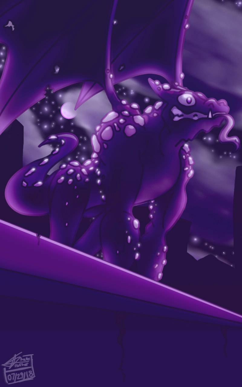 Perple: The color of Royalty or Villainy. In this case it's the Villain, Gargoyle.... I'm still working on a name.#purplechallenge #colorweek #fridayswithsketch #cartoon #art #ShapeCrafter #night #life #dragon #gargoyle