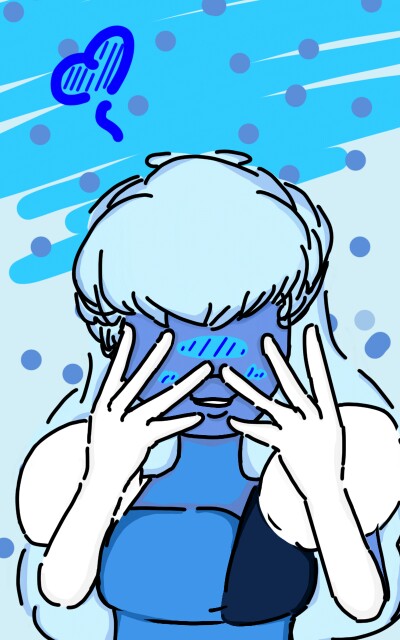 Lovely blushing sapphire!! 💙💙💙 (probably looking at ruby) #StevenUniverse #Sapphire #SHIPS