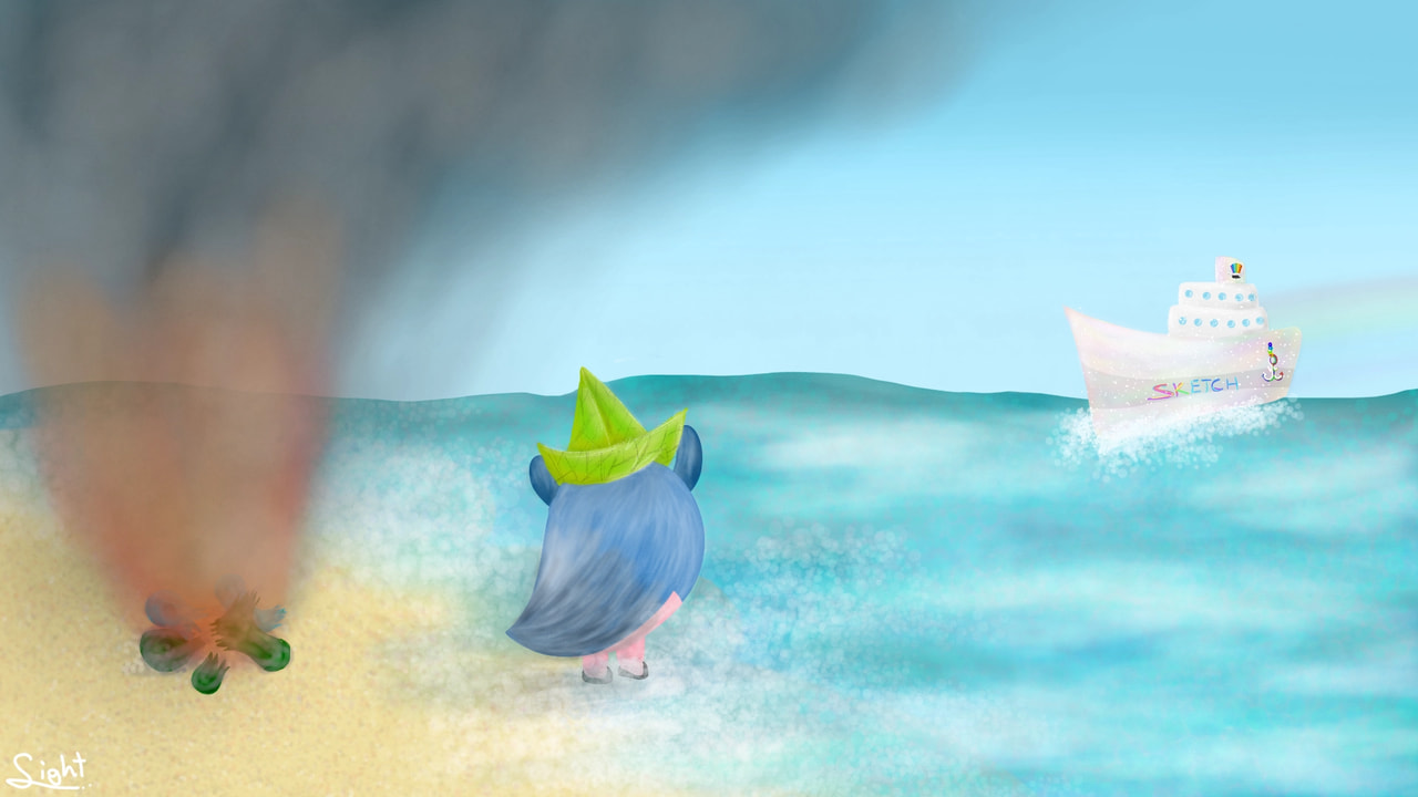 !!WHEN I BURN PLASTIC,I WILL HAVE MUCH DARK MIST NOT LIKE OTHERS!!  #HelpOtto #sonysketch #miniChallenge #otto #fire #mist #lost #beach #sky #sunny #ship #fidgetspinner my seventh pic in featured