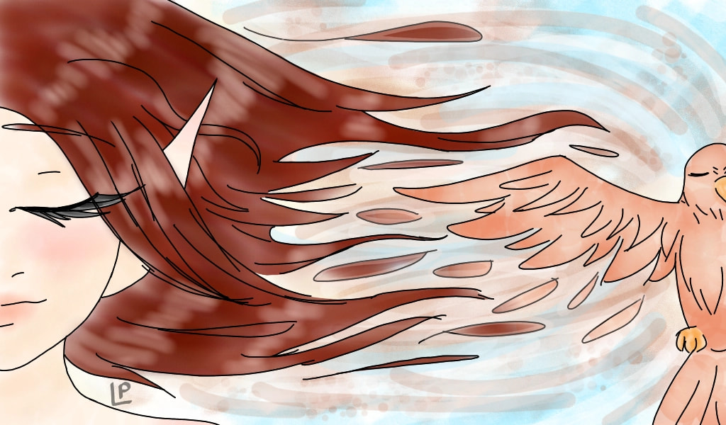 Not sure if this is technically abstract, but whatever. This is 100% Sketch, btw. #fridayswithsketch #abstractchallenge #girl #bird #red #elf #random ‪@sonysketch‬  (Edit: My first featured sketch! TSYM!)