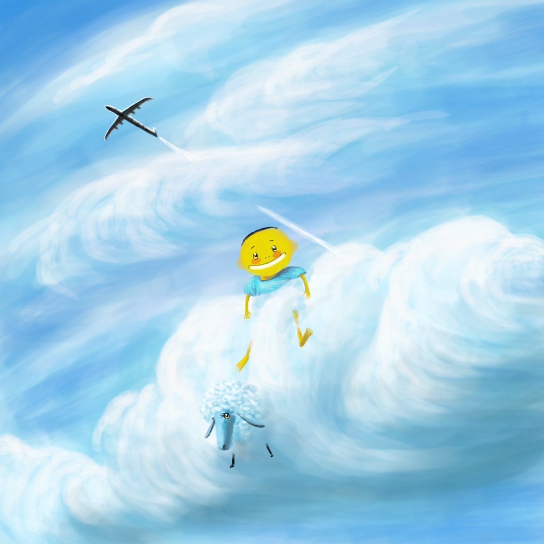 #Nature #boy #Animal #sheep #sky #clouds #LOVE #friends #family my son and his blue-face sheep are playing in the sky.