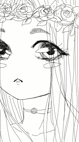 Made in sketch. A w.i.p. #anime #girl #flowercrown #WIP #choker