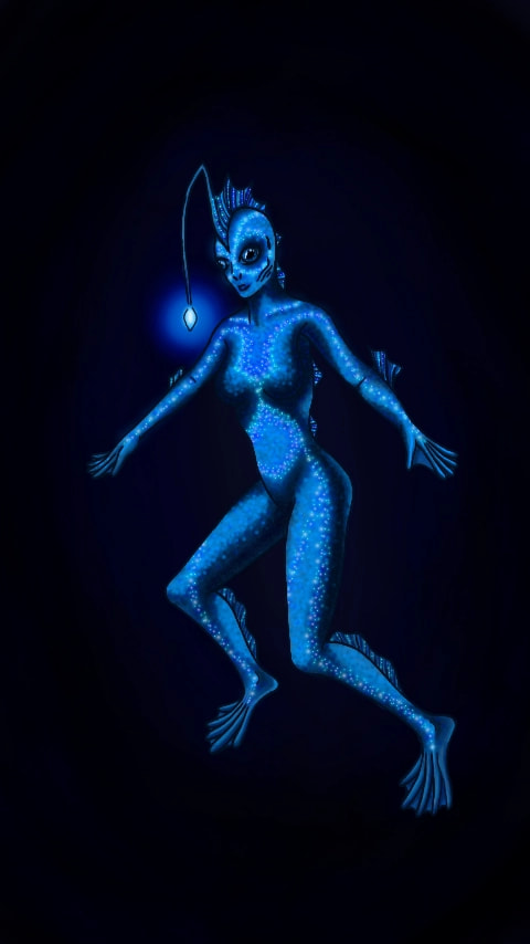 The oceans will rise and surface dwellers will perish. Oceans will become home again as evolution continues  #Underwater #bioluminescence #Fish #mermaid #sea #sketch #drawing #futurechallenge #MerMay #fridayswithsketch #specieschallenge