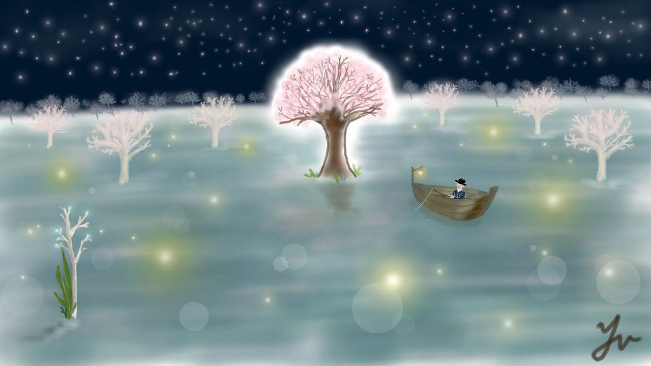 “On the spring night…(春の夜に)” #Flower #tree #fridayswithsketch #travelchallenge #sonysketch