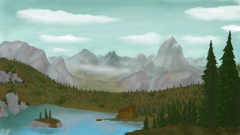 Mellow mountains in a soft landscape. 