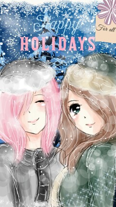 💞😊Happy holidays!!😊#dailydecember #holidaycard #oc #girl #snow #winter💞