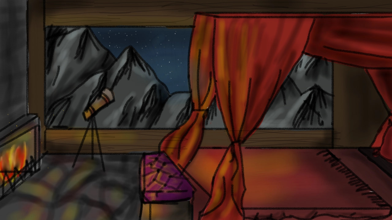 My room at Dragonstone #myroom  #sonysketch #fridayswithsketch #dragonstone #got #GOT #red #fire #bed #Bedroom #night #Mountain #mountains #warm #stars