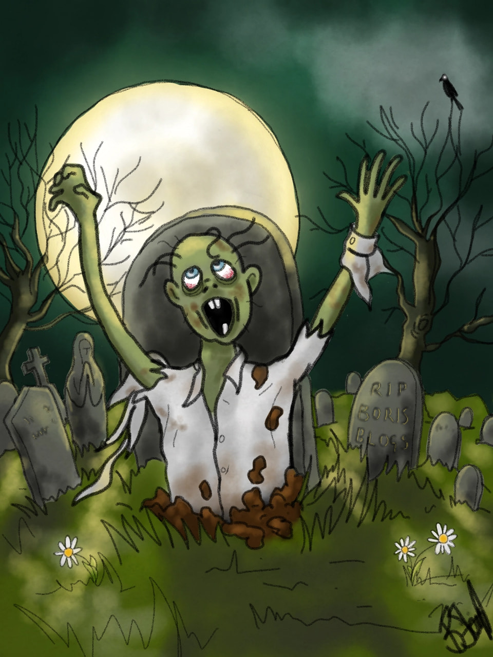Full moon tonight sketchers. 🌕... Keep away from graveyards. 🧟‍♂️😱.. 😁 #muddy #inktober #Inktober2018 #Brucesleight