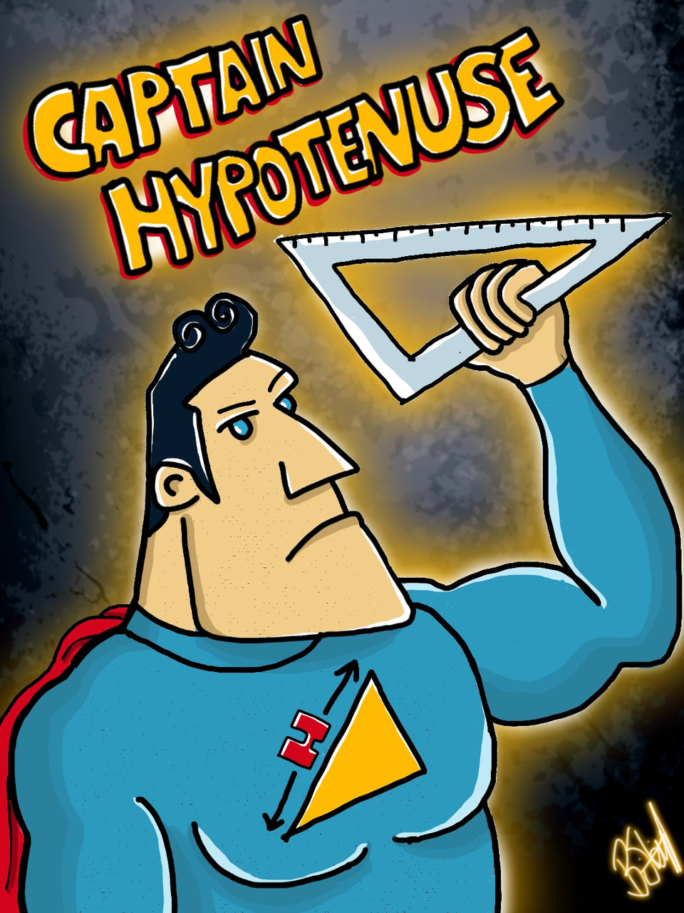 Whatever your problem, Captain Hypotenuse has got the measure of it. 📐💪😁 #angular #inktober #Inktober2018 #Brucesleight