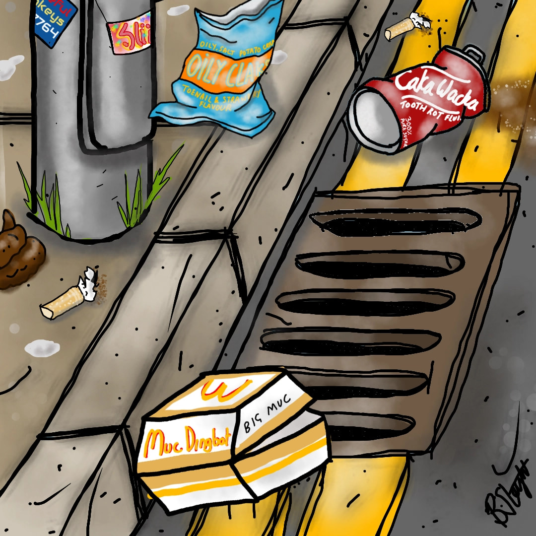 Something from my country...... Litter!! 😐. Dirty, lazy zombies. 😤#mycountry #fridayswithsketch #sonysketch #Brucesleight .... 😁