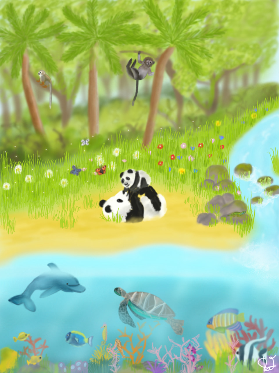 That's what I love most about the earth. The wonderful nature. The sea, the palm trees and the amazing animals. #fridaysforfuture #fridayswithsketch ‪@sonysketch‬