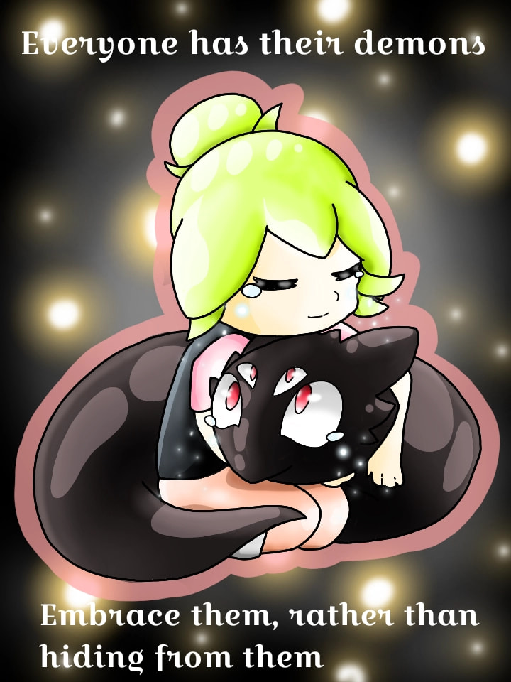 There is an English saying "everyone has their demons" which means that everyone has something dark in them. To grow from it, one must accept the dark and learn how to fix it. I love this saying ^^ #MotherLanguageDay #fridayswithsketch #demon #philosophy