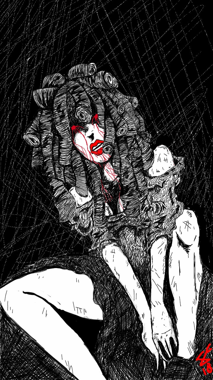 Done. I am not if i like it or not what do you all think?? #creepy. ‪@sonysketch‬. Comments always welcome.. #fridayswithsketch #myobject i imagine if my object was a spider. And it took human form it may resemble this.