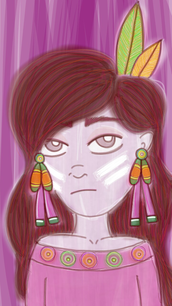 The Colorful Girl with Feathers 💜 #feathers #colorful