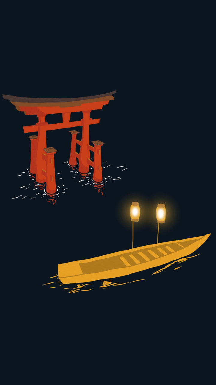 One way trip...                                                                                   #art #landscape #water #torii #boat #dark #travelchallenge #fridayswithsketch