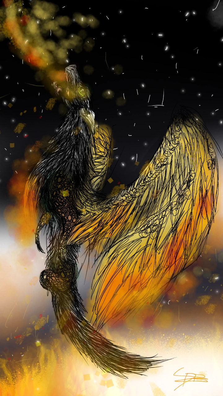 OH god thanks for a feature <3 !#smaugust . I'm late with my entry but done. Inspired by song "Burn the stars" #100PercentSketch