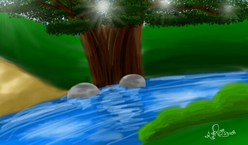 #Reisya #forest #tree #green #water #landscape  #sungai #pohon #mydreamvacation #sketch
