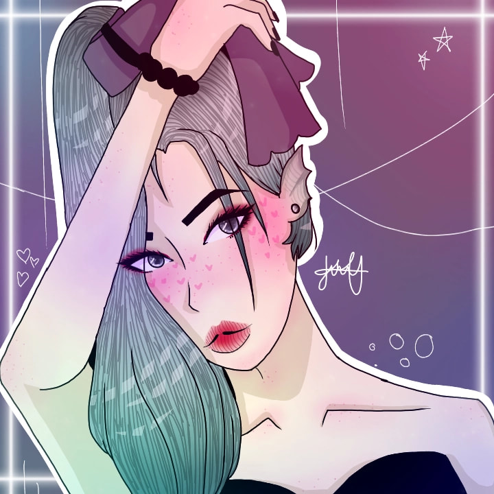 I had siren (a song) stuck in my head and ended up doing this. Then I thought it would be cool to have been a siren in a past life. Even if this Image doesn't show the full siren lol  #pink #OC #Siren #pastlife #sketch #Neon #girl #fridayswithsketch