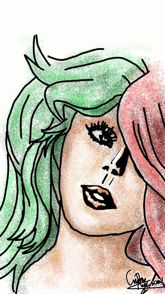 I've drawn her once already... Maybe she should have a name. I lost step one with only the dots because I'm stupid. #dotart