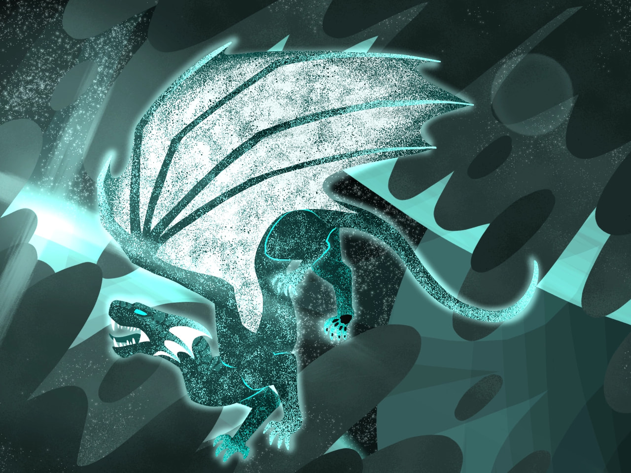 *~starry~* #onecolor #monochrome #sonysketch #100PercentSketch #dragon #lineless #fridayswithsketch #space #cyan
